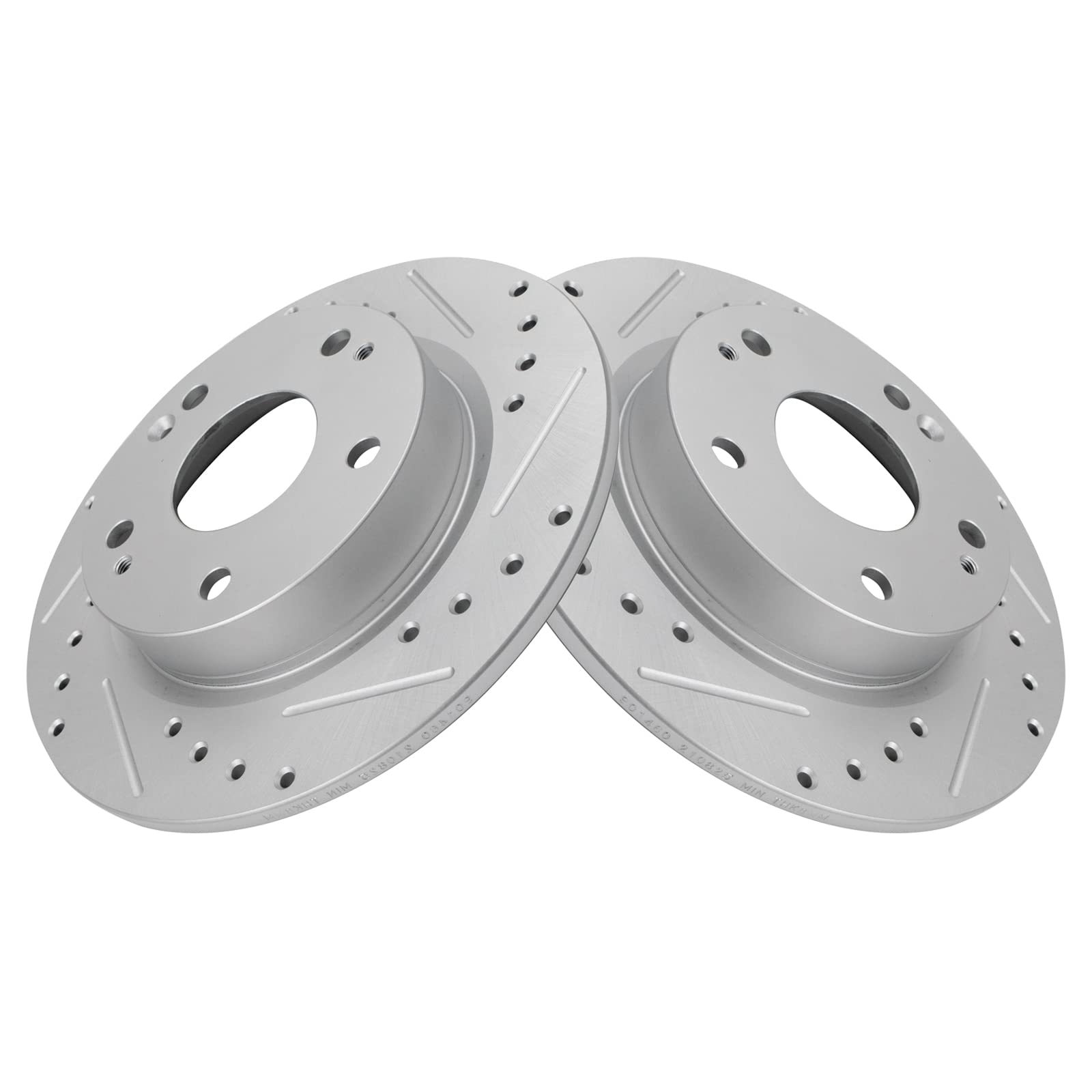 Trq Rear Performance Brake Rotors Set Solid Premium G-Coated Cross Drilled & Slotted Compatible With 2016-2023 Honda Civic 2019-