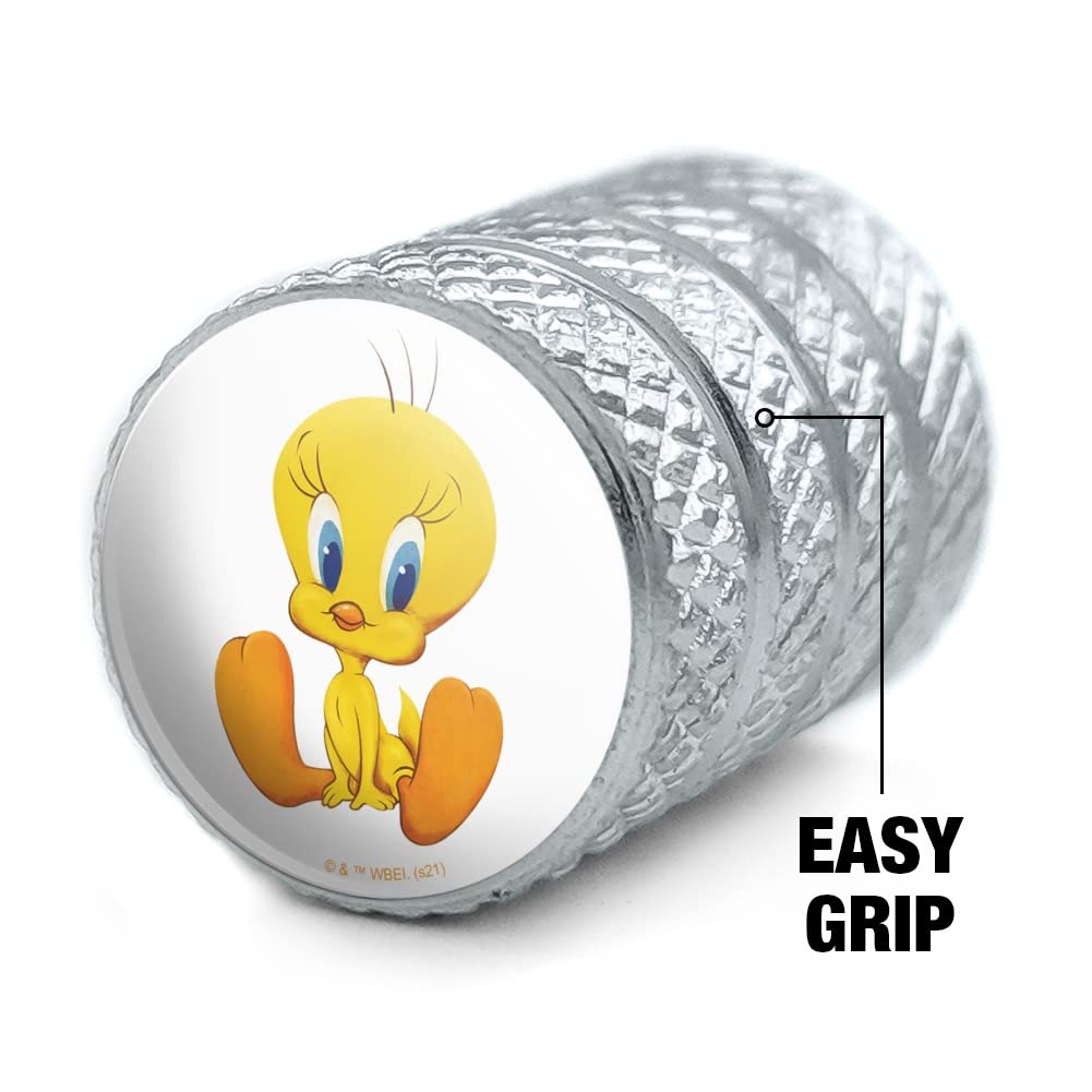 GRAPHICS & MORE Tweety Tire Rim Valve Stem Caps, Aluminum, One Size, Cute Design