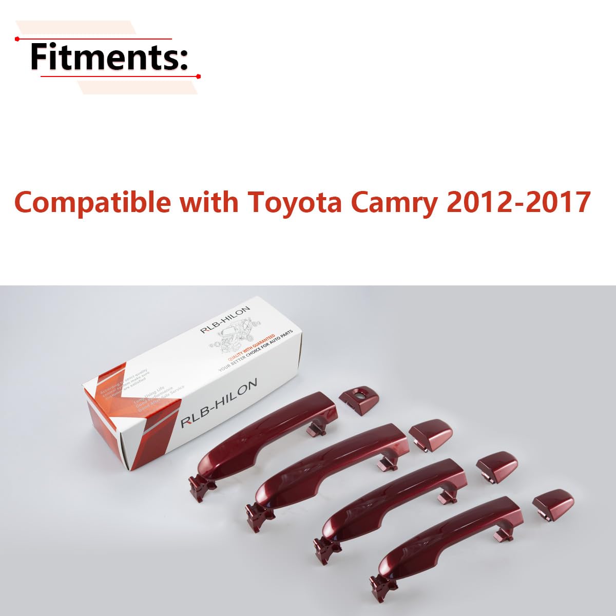 RLB-HILON Exterior Door Handle Set for Toyota Camry 2012-2017, Red Painted Color, Model LS-275