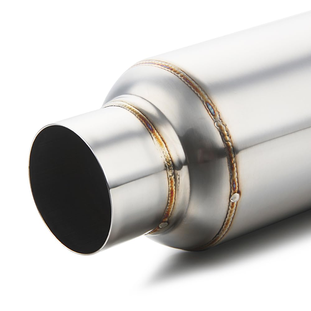 LCGP Universal Muffler Resonator, 2.5" Inlet, 11.5" Length, Stainless Steel, Silver, 2 Pack