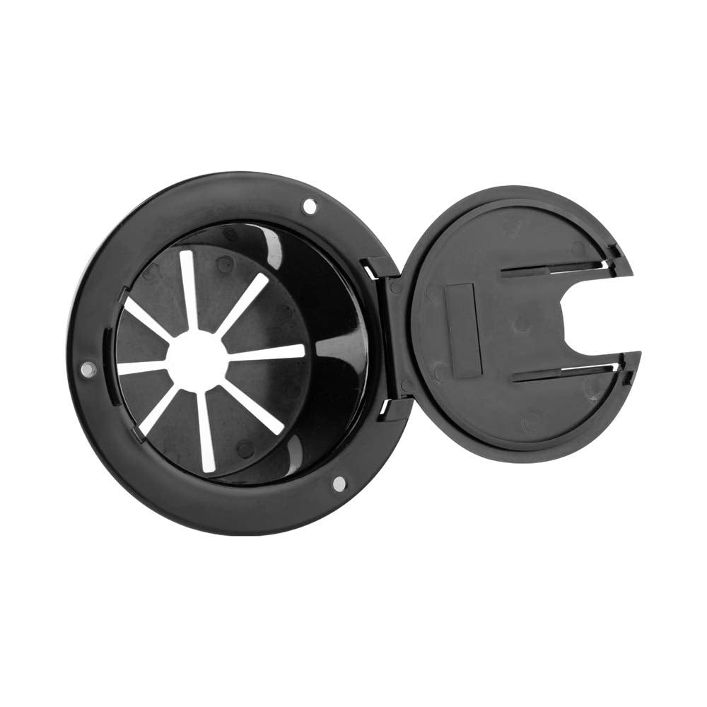 Halotronics Rv 4 3/4-Inch Round Electrical Cable Hatch For 30 And 50 Amp Cords (Black)