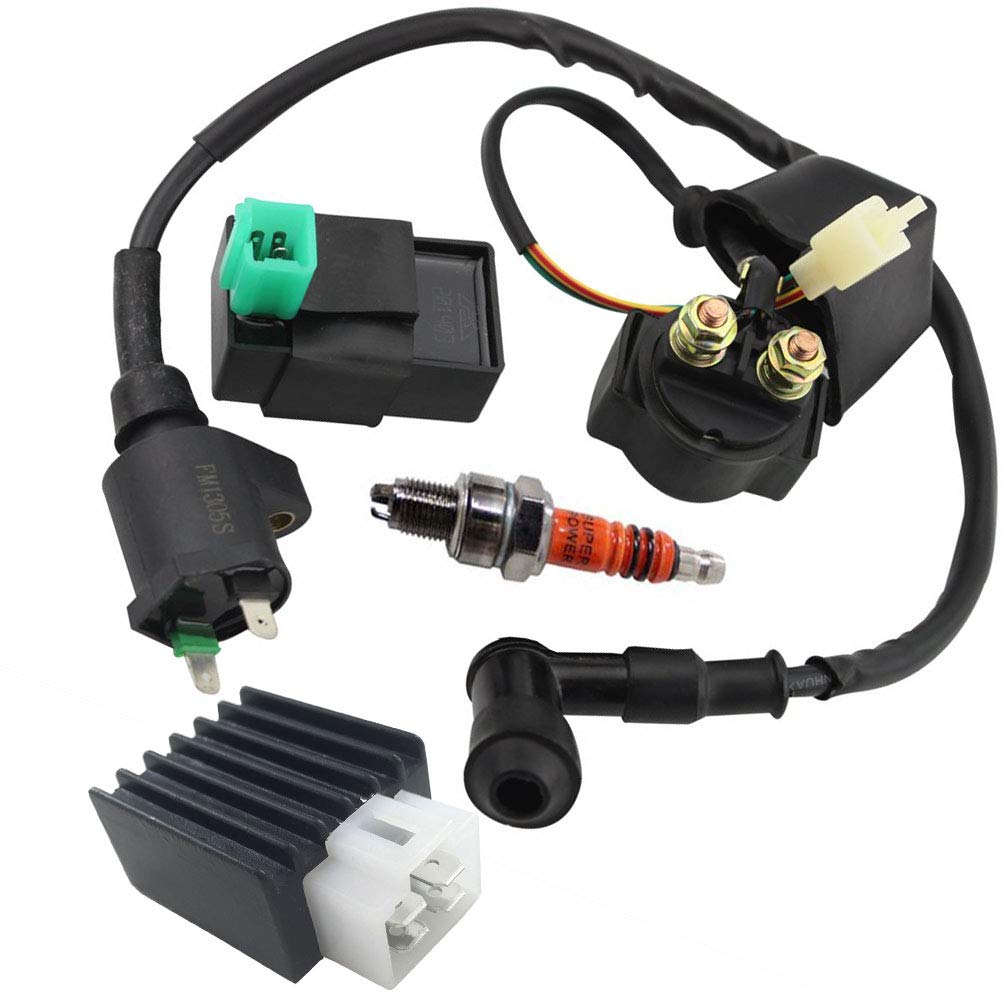 Ignition Coil Solenoid Relay Voltage Regulator 5-Pin Cdi Box Spark Plug For 50Cc 70Cc 90Cc 110Cc 125Cc Atv Go Kart Dirt Bike Pit Bike By Topemai