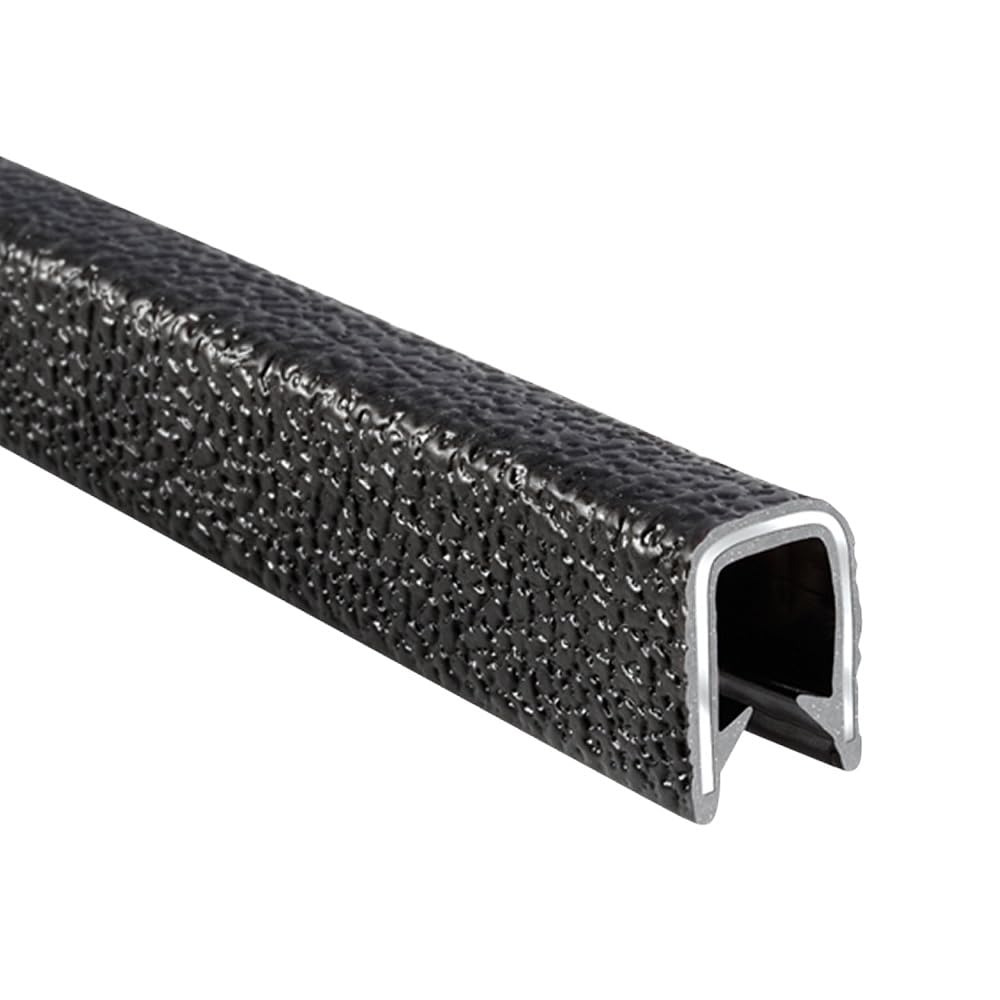 Trim-Lok Edge Trim - Fits 1/8    Edge, 9/16    Leg Length, 100 Length, Black, Pebble Texture - Flexible Pvc Edge Protector For S