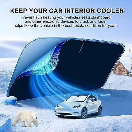 T Tgbros Compatible With 2015-2024 2025 Volvo Xc90 Windshield Sun Shade Accessories Foldable Sun Shield Reflective Polyester Sun