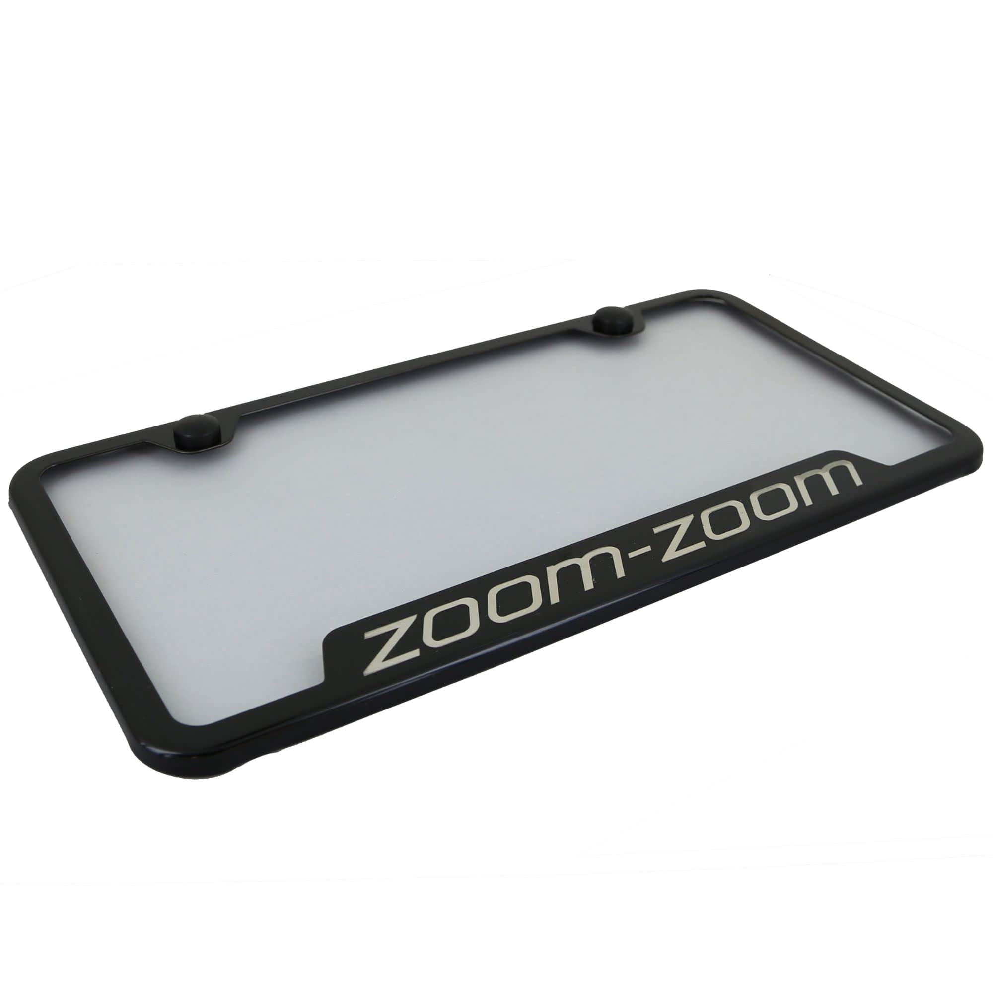 Au-Tomotive Gold Notched Stainless Steel License Plate Frame For Mazda Zoom Zoom (Black)