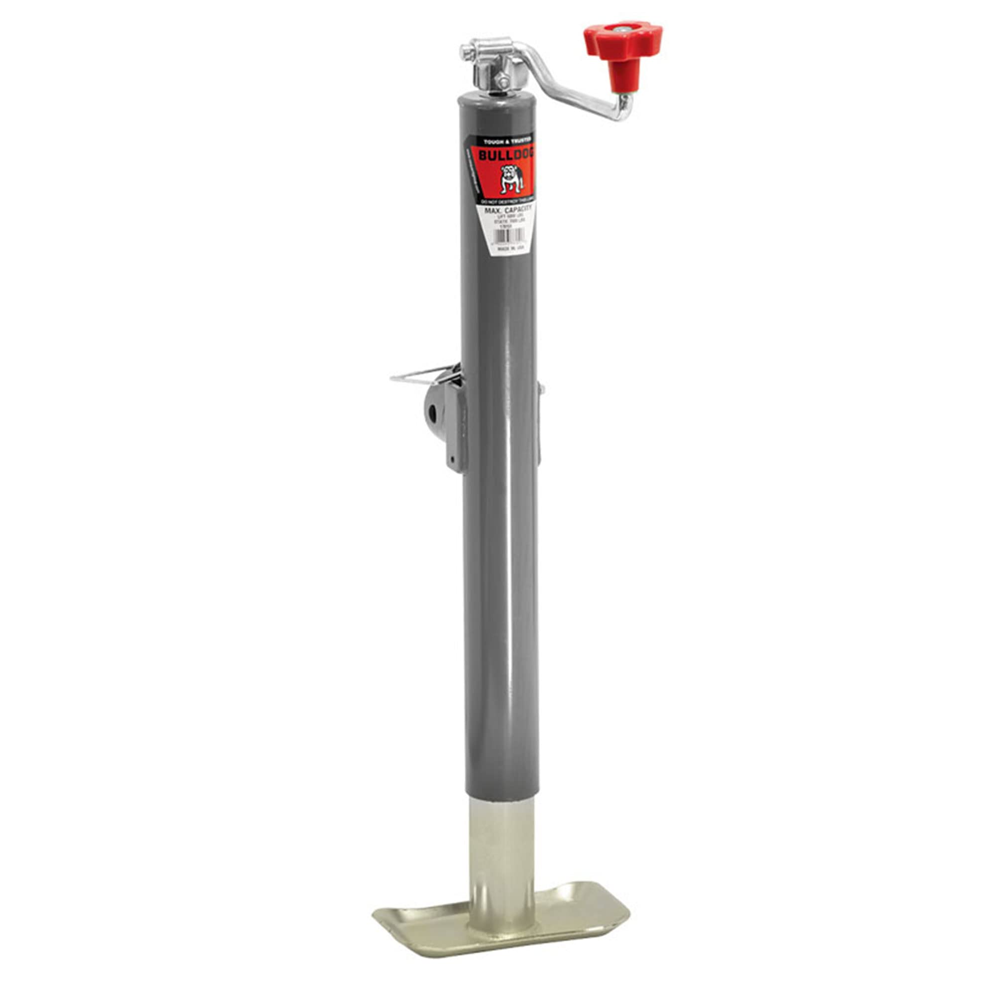 Bulldog Cases Bulldog Swivel Jack (Topwind, 15-Inch Travel, Weld-On Tubular Mount, 5000-Pound Lift Capacity, Includes Foot Plate)