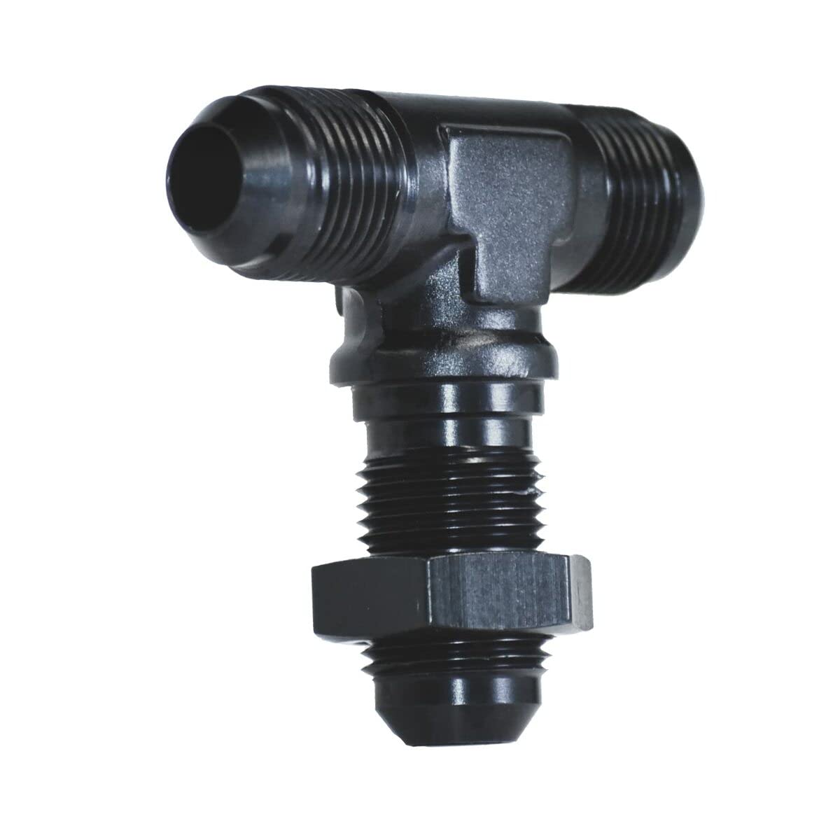 -8An Blk Bulkhead Flare Tee