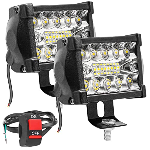 Fabtec Flood+Spot Beam Led Fog Light Led Bar Light 4 Inch 25W White Led Light Cube Pods With On/Off Switch And Clamps Universal