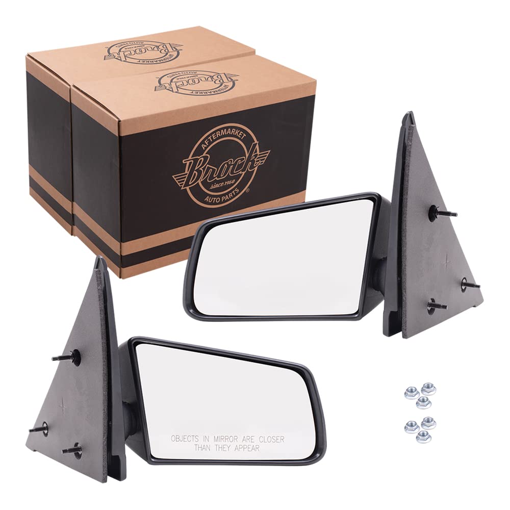 Brock Replacement Driver And Passenger Set Manual Side Door Mirrors Type Textured Compatible With 1994-2004 S10 Sonoma Pickup Tr