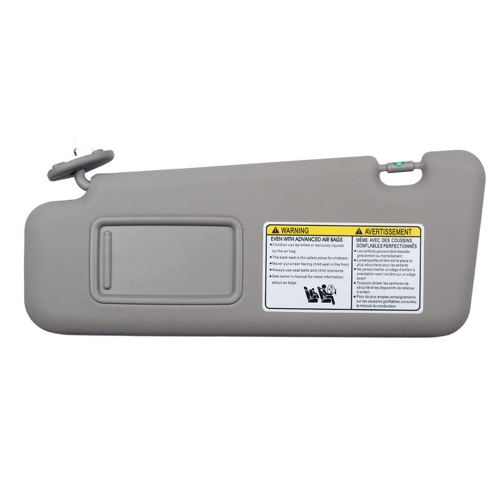 Dasbecan Left Driver & Right Passenger Side Sun Visor With Light Compatible With Toyota Highlander 2008-2013 74320-48500-B0 74320-0E050-B0 (Gray)