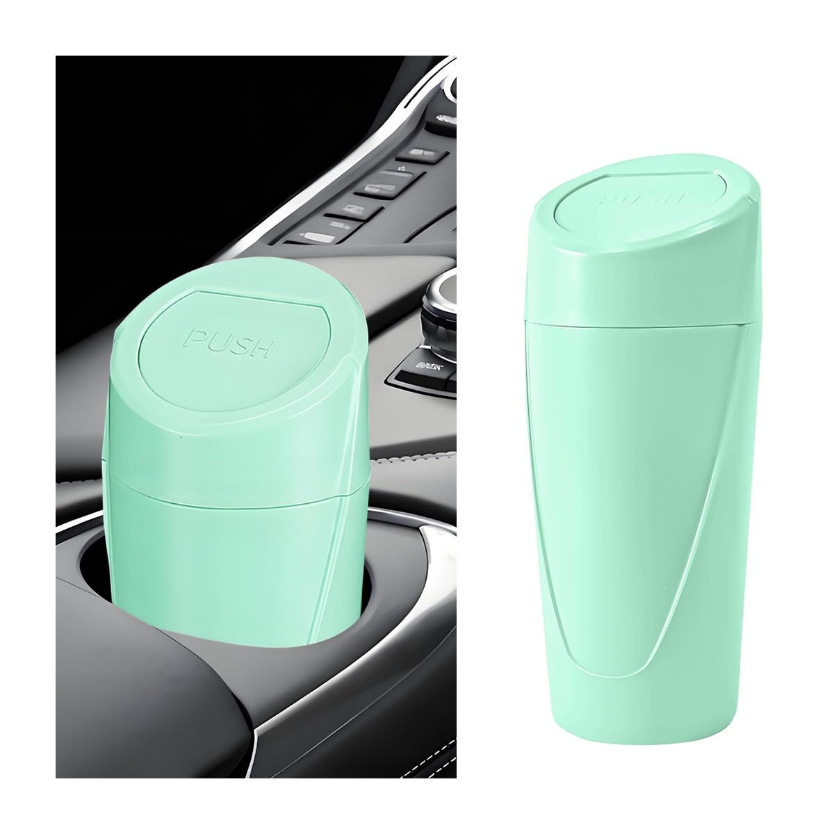 Ywdiml Car Trash Can with Lid, Mini Leakproof Vehicle Side Door Cup Holder Storage Organizer with Trash Bags, Portable Automotiv