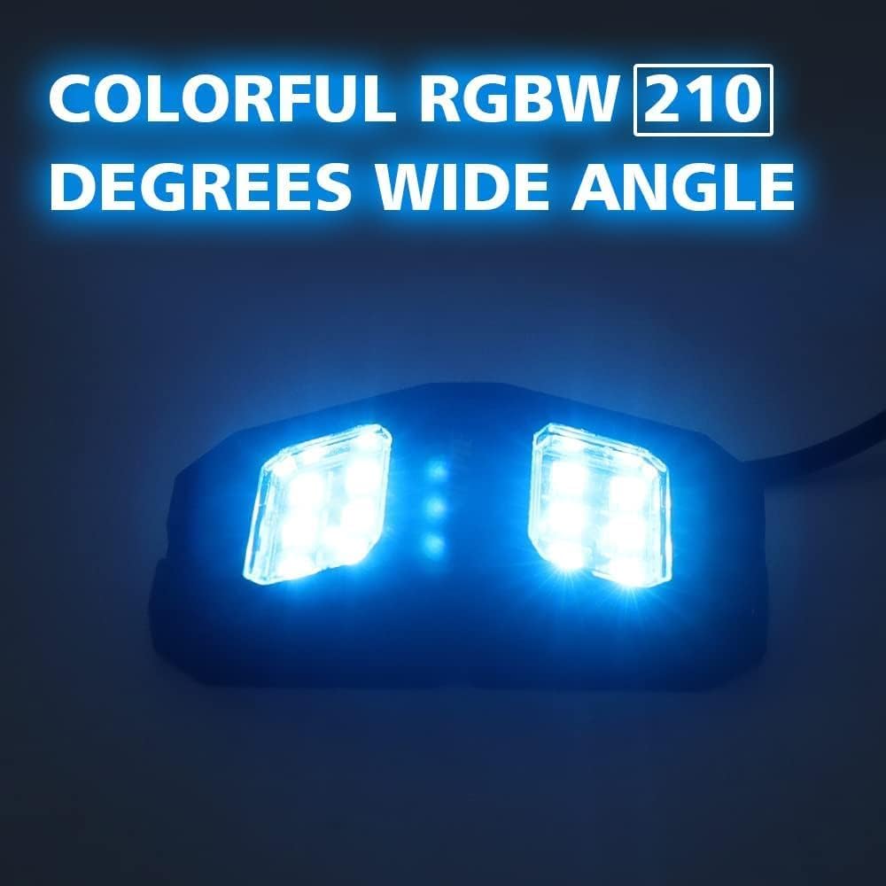 SUNPIE RGBW Rock Lights Kit - 16 Pods, 210° Wide Angle, Voice/Music Control, Metal/Plastic, Black, for Trucks/ATVs/Boats