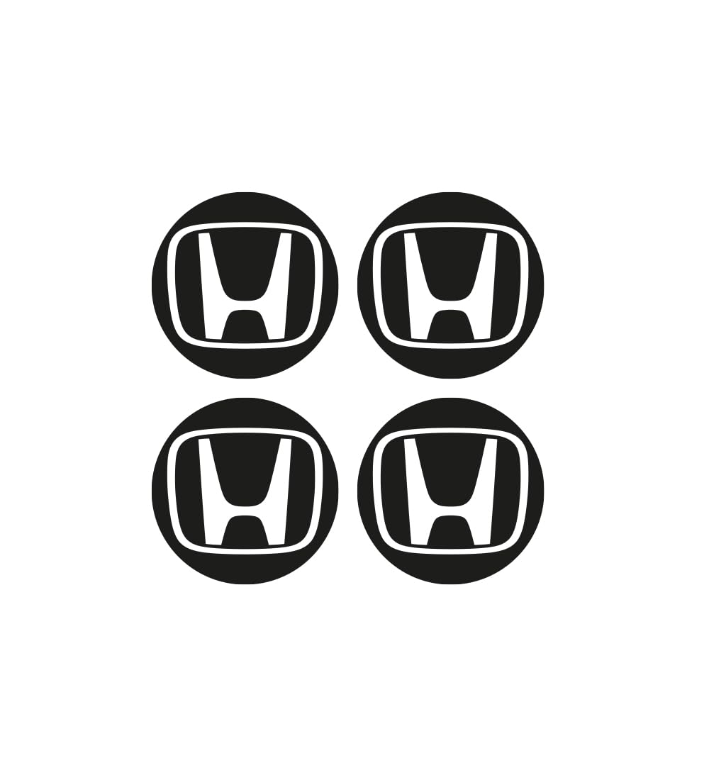 IPG Civic Accord CRV VTEC Si Logo Stickers - Outer Logo, Solid Black, 2.25" Center Cap, 4 Units, Plastic, Model: 3531BC-RP