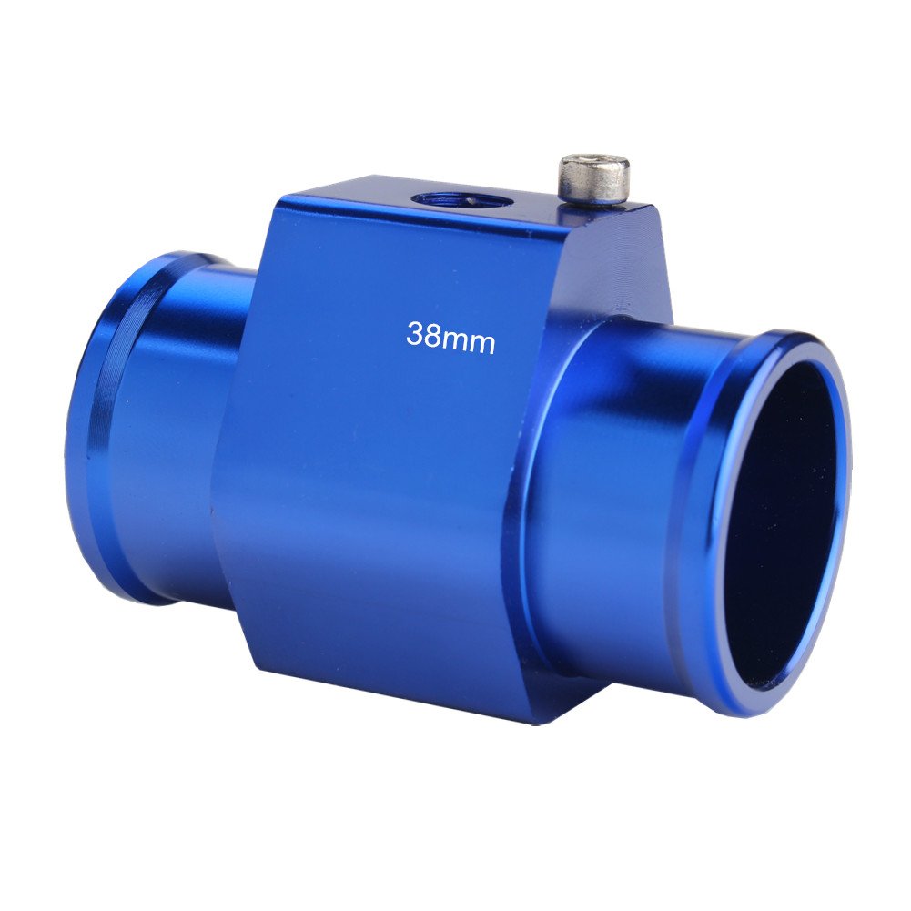 Dewhel Aluminum Blue Water Temp Meter Temperature Gauge Joint Pipe Radiator Sensor Adaptor Clamps 38Mm