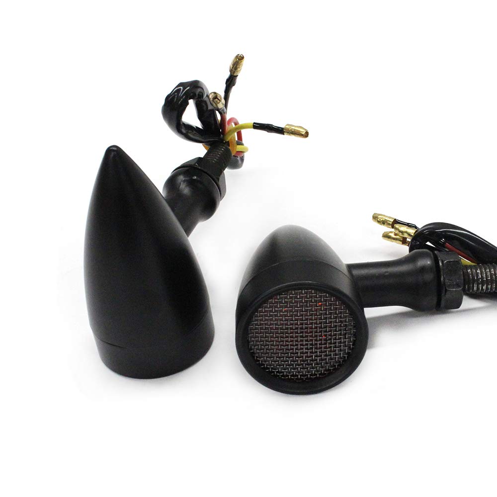 Black Motorcycle Led Turn Signals Red Light Brake Running Tail Lights Bullet