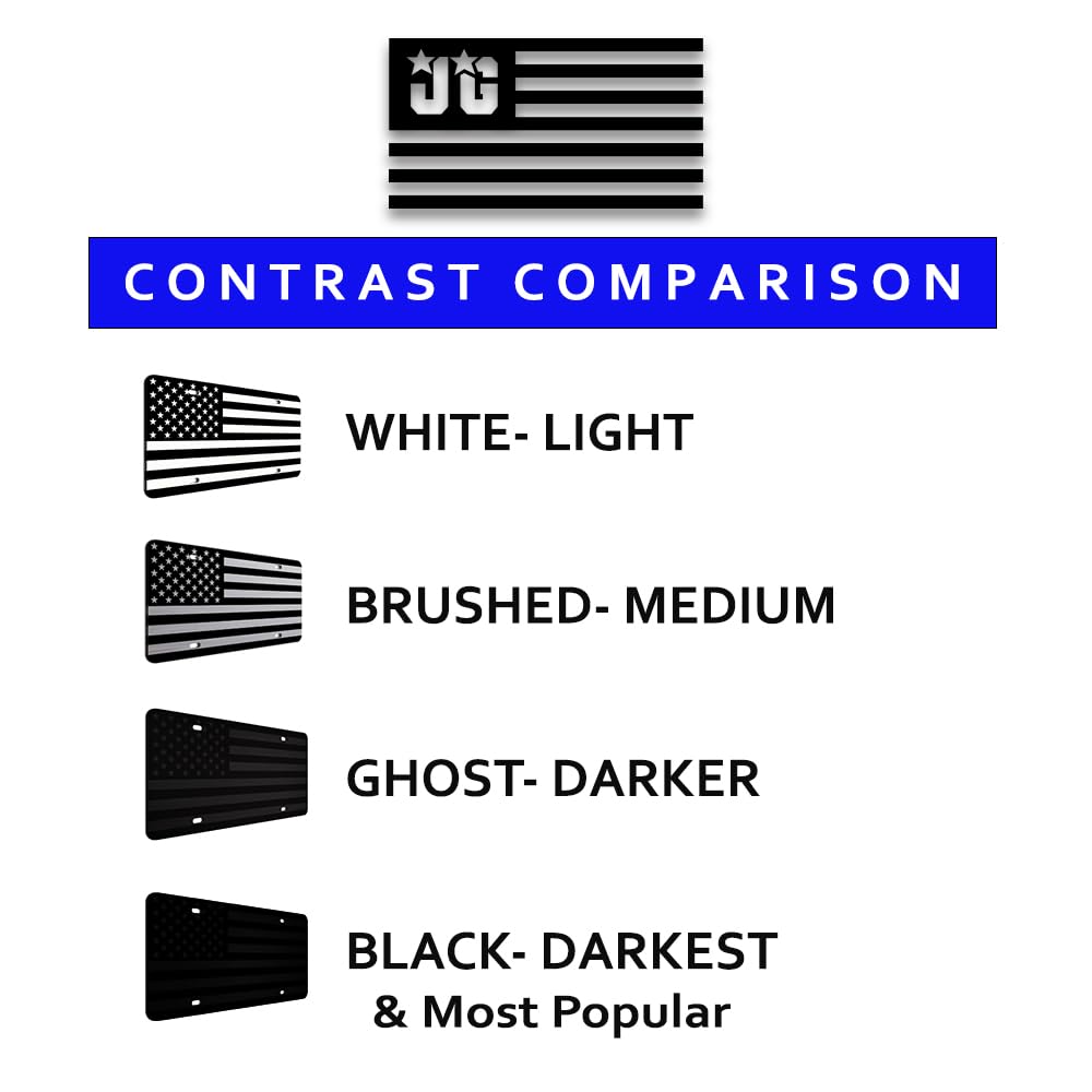 Jass Graphix Thin Blue Line Thin Red Line Thin Green Line Nearly Invisible American Flag License Plate Matte Black On 1/8'' Blac