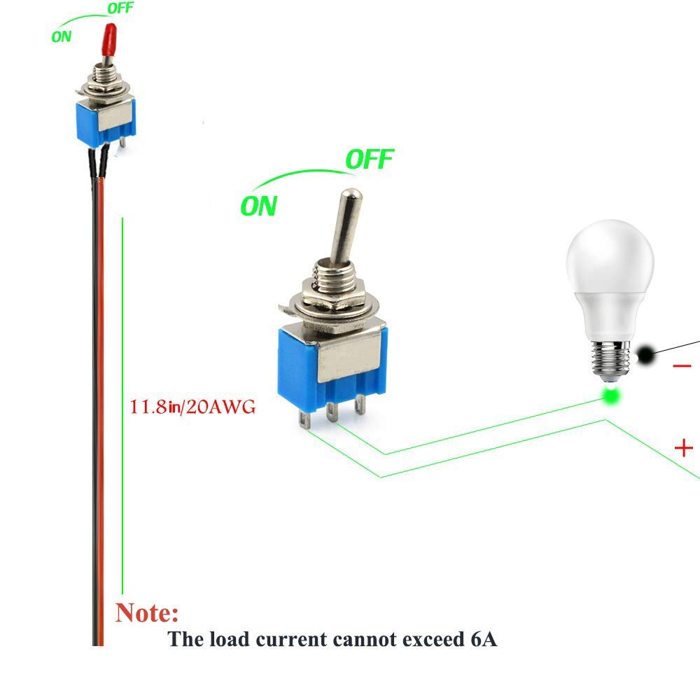 Vonvoff Toggle Switch,4Pcs On/Off Spst Switch With Pre-Soldered Wire,3V/5V/12V/24V/72V/110V/220V/240V/Mini Toggle Switches For C