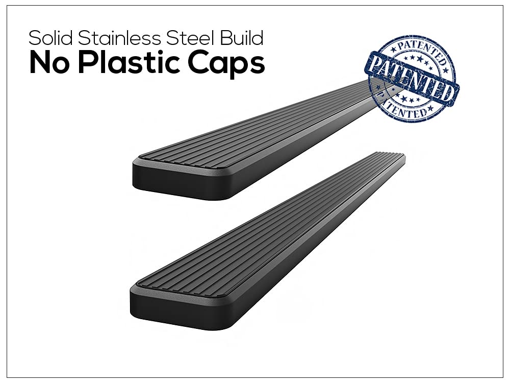 APS Running Boards (Nerf Bars Side Steps) Compatible with Chevy Silverado GMC Sierra 1500 2001-2013 Crew Cab & 2500 3500 2001-20