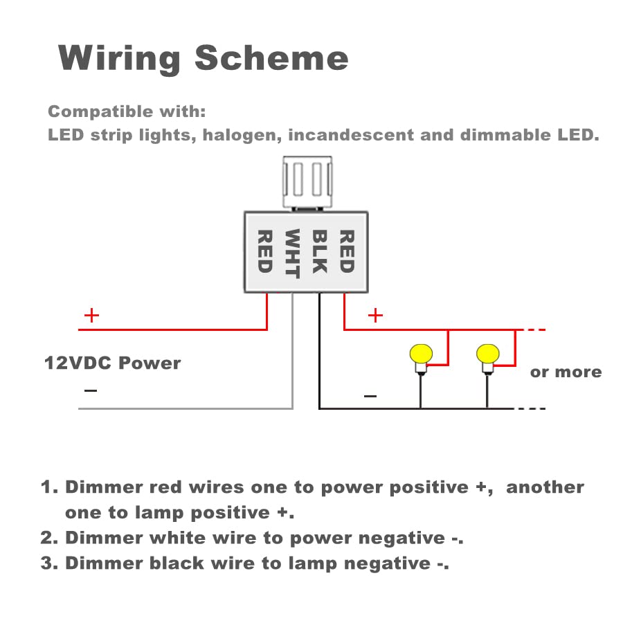 acegoo DC 12V Light Dimmer Rotary Dimming Switch, 6A for RV, Boat, Truck, LED, Halogen, Incandescent Lighting, Model AX-12V-DS-M