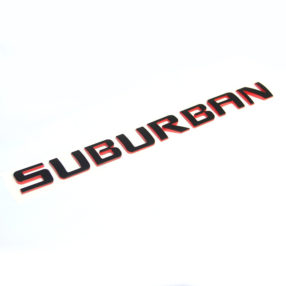 Yoaoo 3-Pack Suburban Emblems Badges - 3D ABS Plastic, Glossy Redline, Model CS0-3-Suburbanline