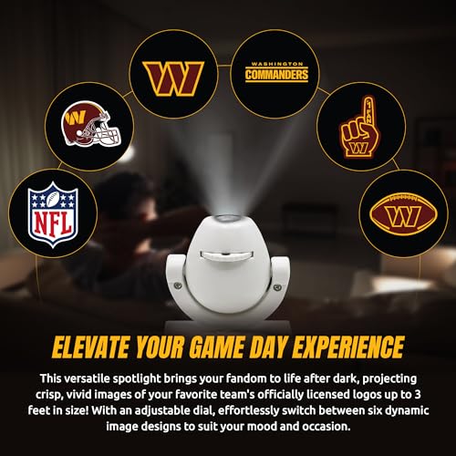 Sporticulture Washington Commanders Led Car Door Light - Officially Licensed Nfl Wireless Projector - Show Your Team Pride - Bat