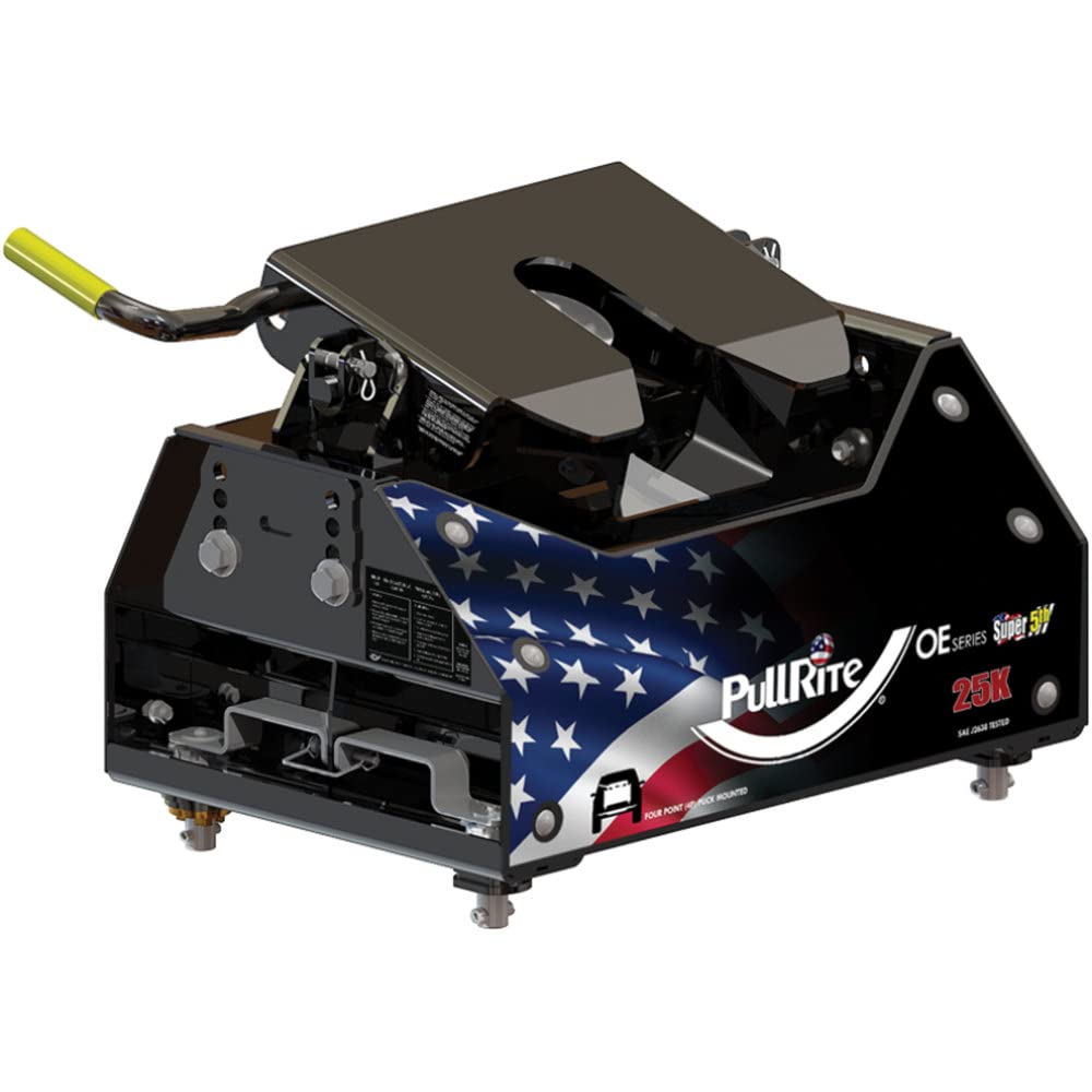 PULLRITE 1800 OE Puck Series 5th Wheel Hitch for GM Long Bed Trucks, Alloy Steel, Black