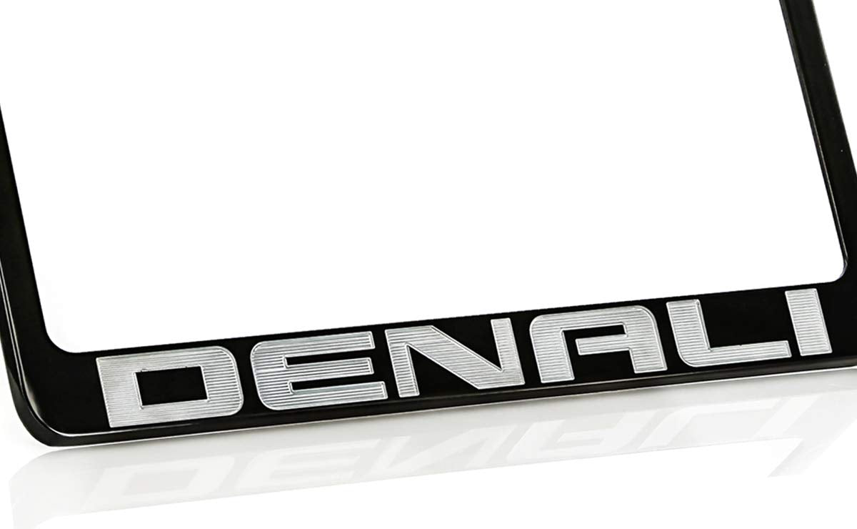 Gmc Denali Black Coated Metal License Plate Frame Holder