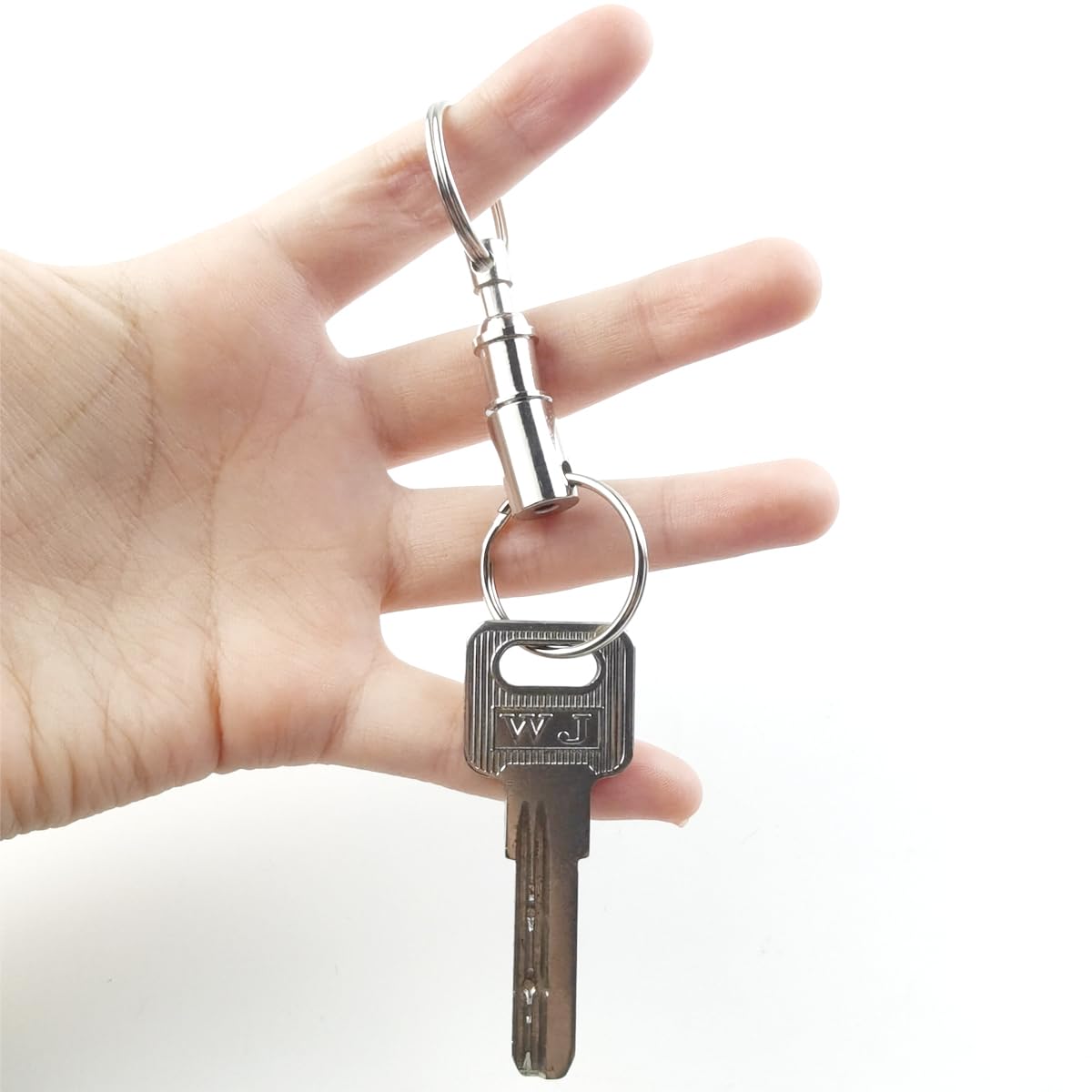 Ronyoung 11Pcs Quick Release Keychain Detachable Pull Apart Key Rings Heavy Duty Dual Split Snap Lock Holder Silver Double Sprin