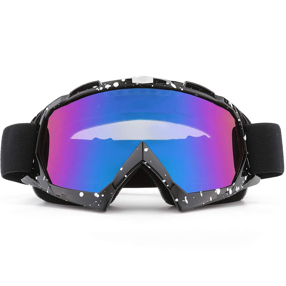 SPOSUNE Motorcycle Goggles, ATV Dirt Bike Off Road Racing MX Riding Goggle Anti-Scratch Dustproof Bendable UV400 Eyewear with Pa