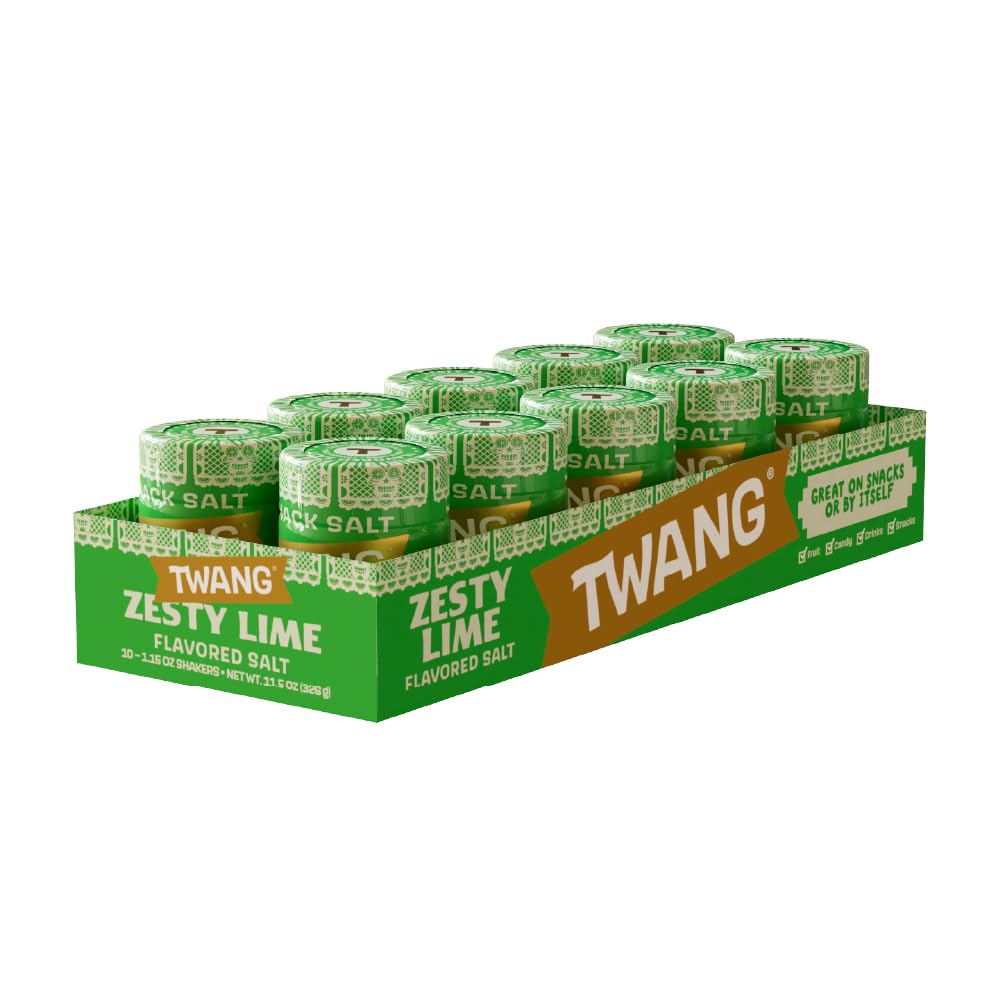 Twang Lime Seasoning Salt Snack Topping, 1.15-Ounce Shaker, Pack of 10