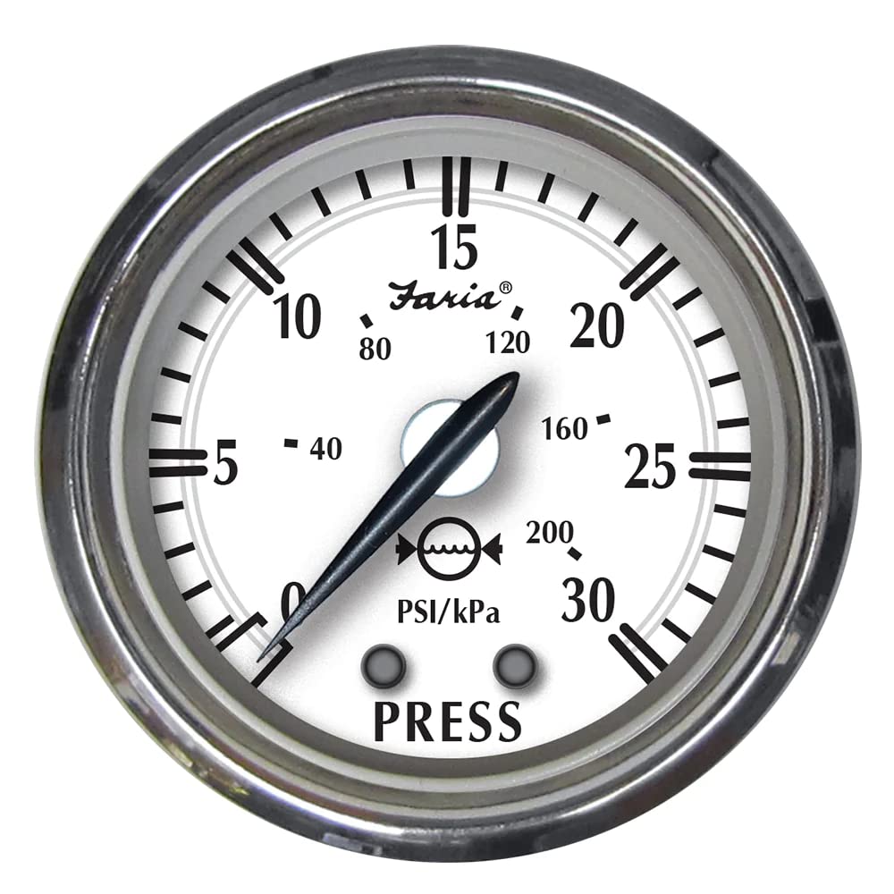 Faria Newport Ss 2 Water Pressure Gauge Kit - 0 To 30 Psi