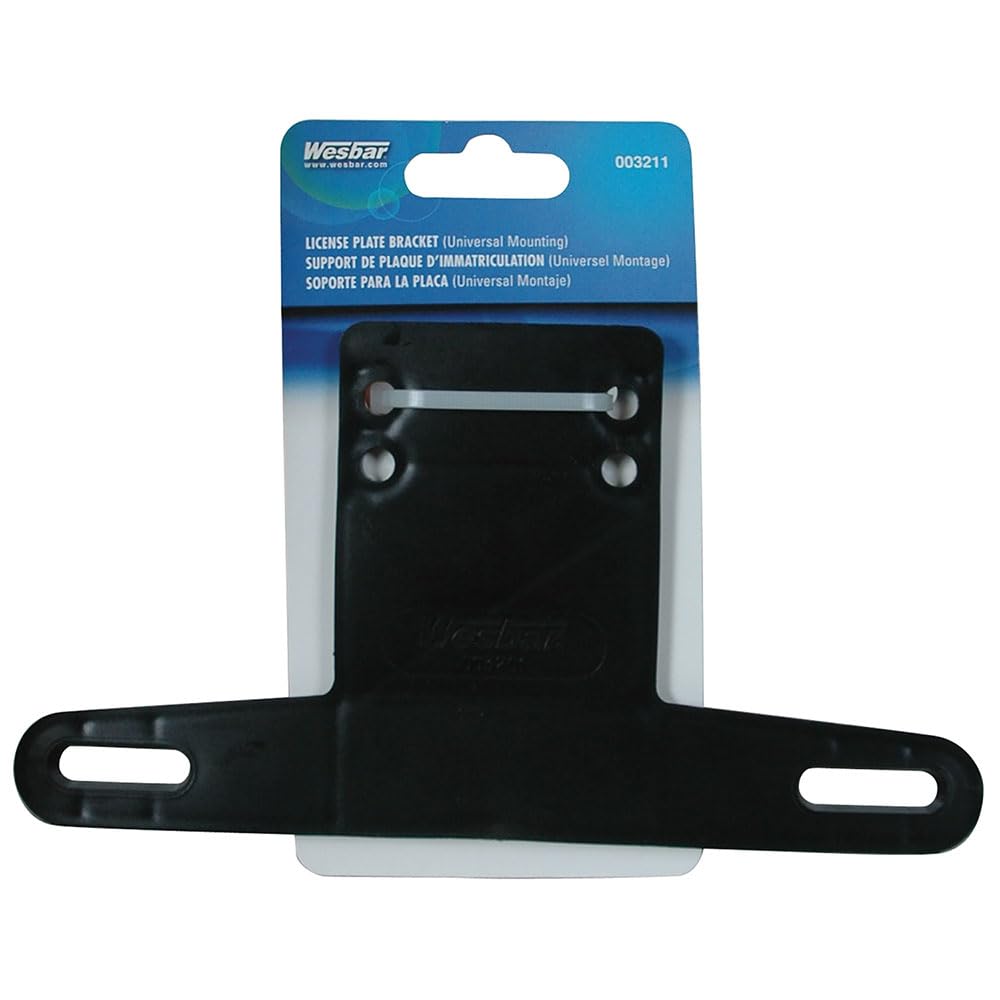 Wesbar 003211 Plastic Bracket License Plate, Black, 8-1/4'' X 2-5/8''