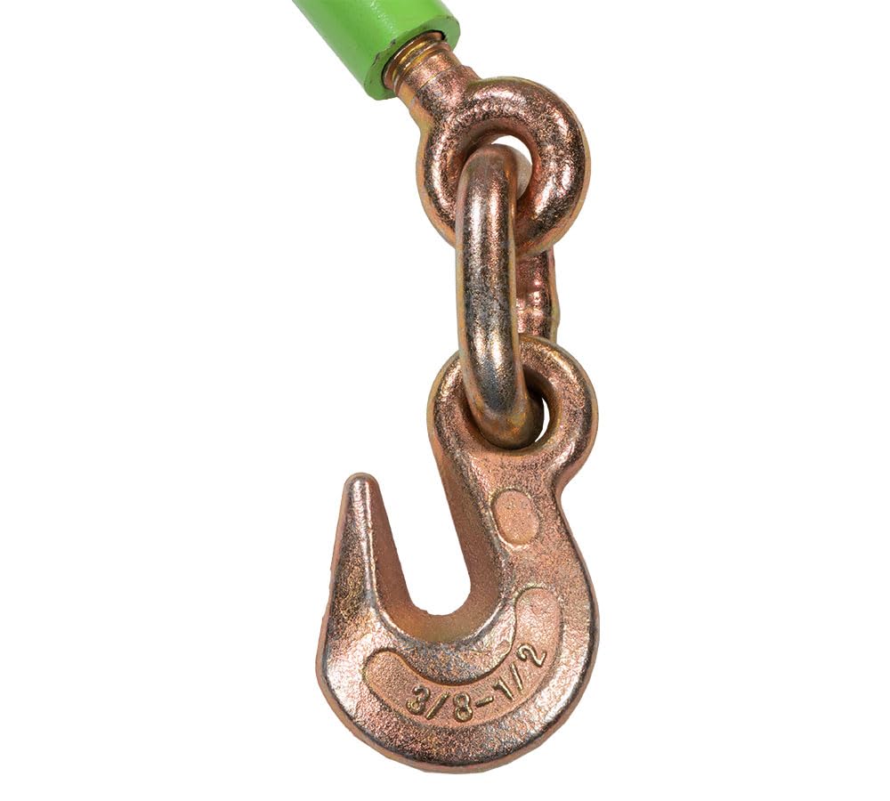 Mytee Products 5 Pack 3/8'' - 1/2'' Hi-Viz Green Heavy Duty Ratchet Load Chain Binder With Grab Hooks - 9,200 Lbs Working Load L