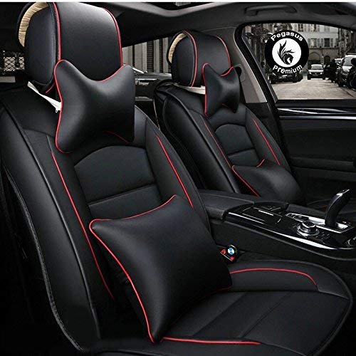 PegasusPremium PU Leather Car Seat Cover for Tata Nexon (Black, Red)
