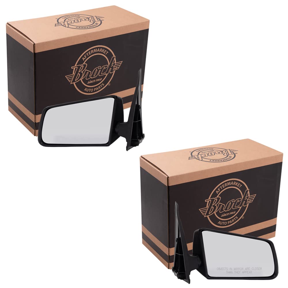 Brock Replacement Driver And Passenger Set Manual Side Door Mirrors Type Textured Compatible With 1985-1993 S10 Pickup Truck Blazer