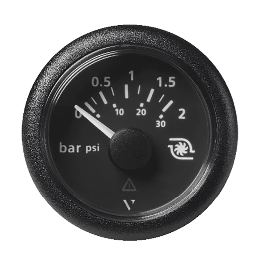 Veratron 52Mm (2-1/16'') Viewline Boost Pressure Gauge 2 Bar/30 Psi - Black Dial & Round Bezel