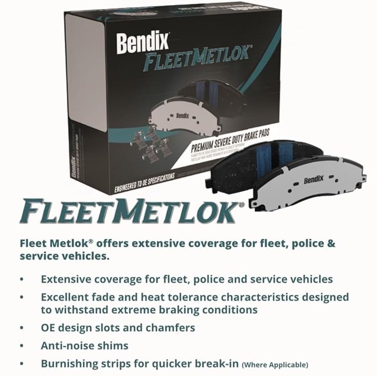 Bendix Fleet Metlok Mkd2216Fm Semi-Metallic Front Brake Pads For Ford Bronco 2023-2021, Ranger 2023-2019