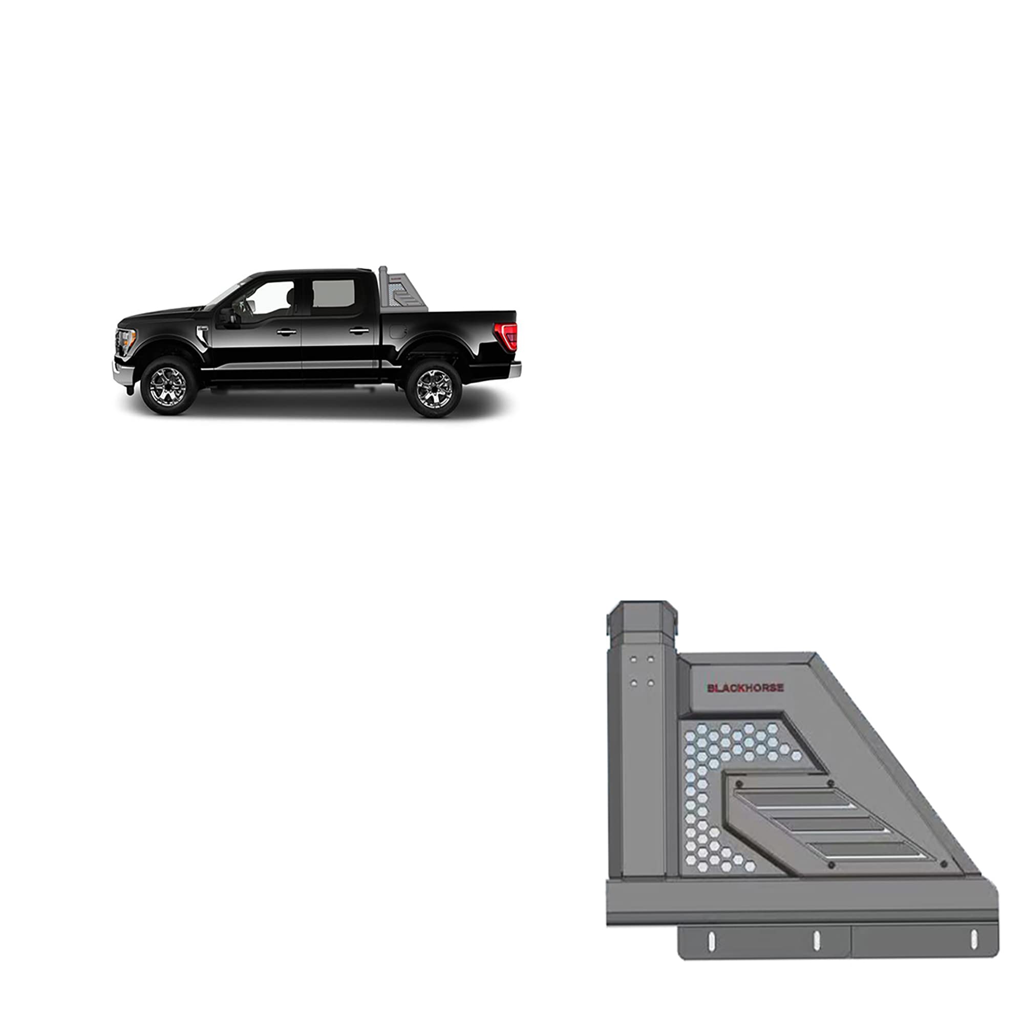 Black Horse Off Road Armour II Roll Bar AR2-01B Black Compatible with 2014-2022 Silverado, Sierra, F-150, Ram, Tundra