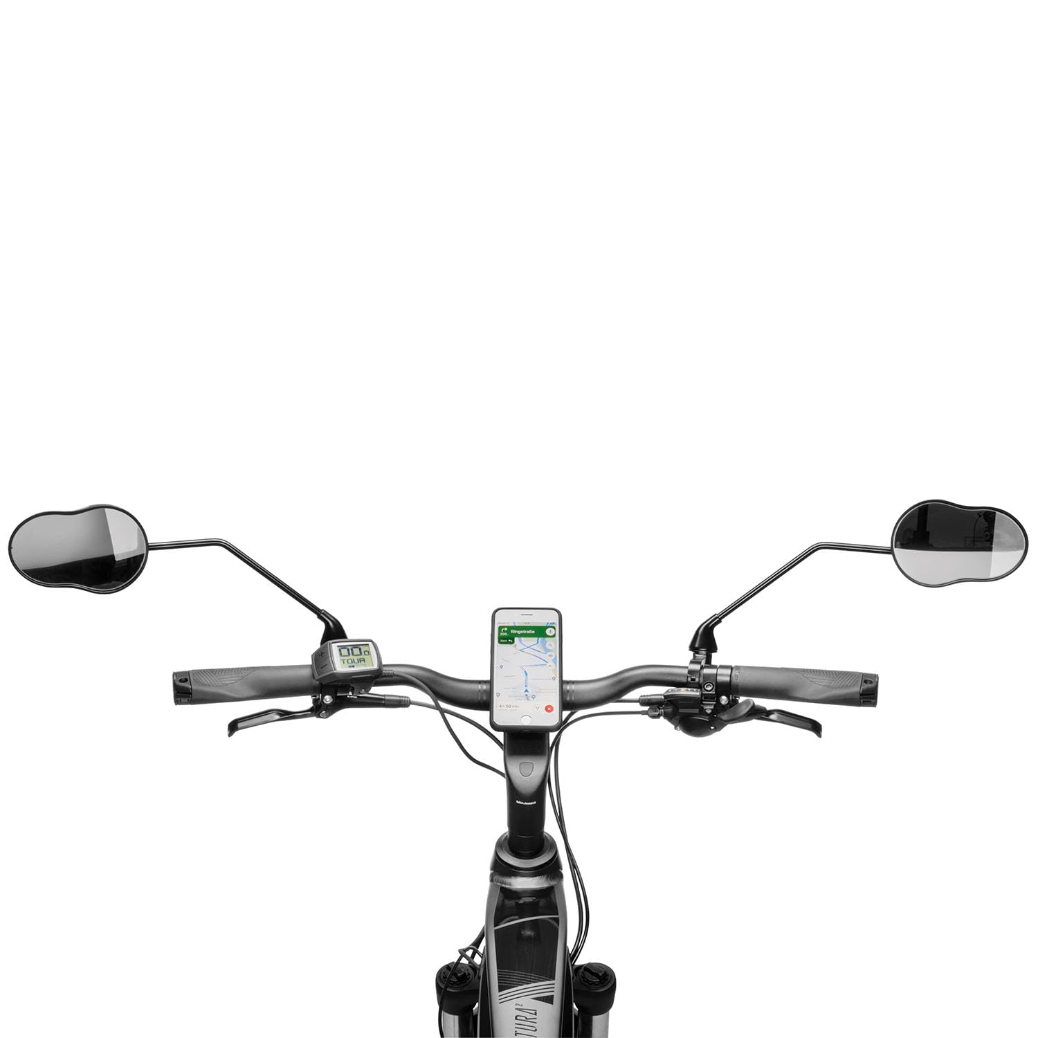 Ergotec M-99 Bicycle Rear View Mirror, Aspherical, 121 x 78-66 mm, 360° Rotation, Black Sandblasted, Left & Right Assembly