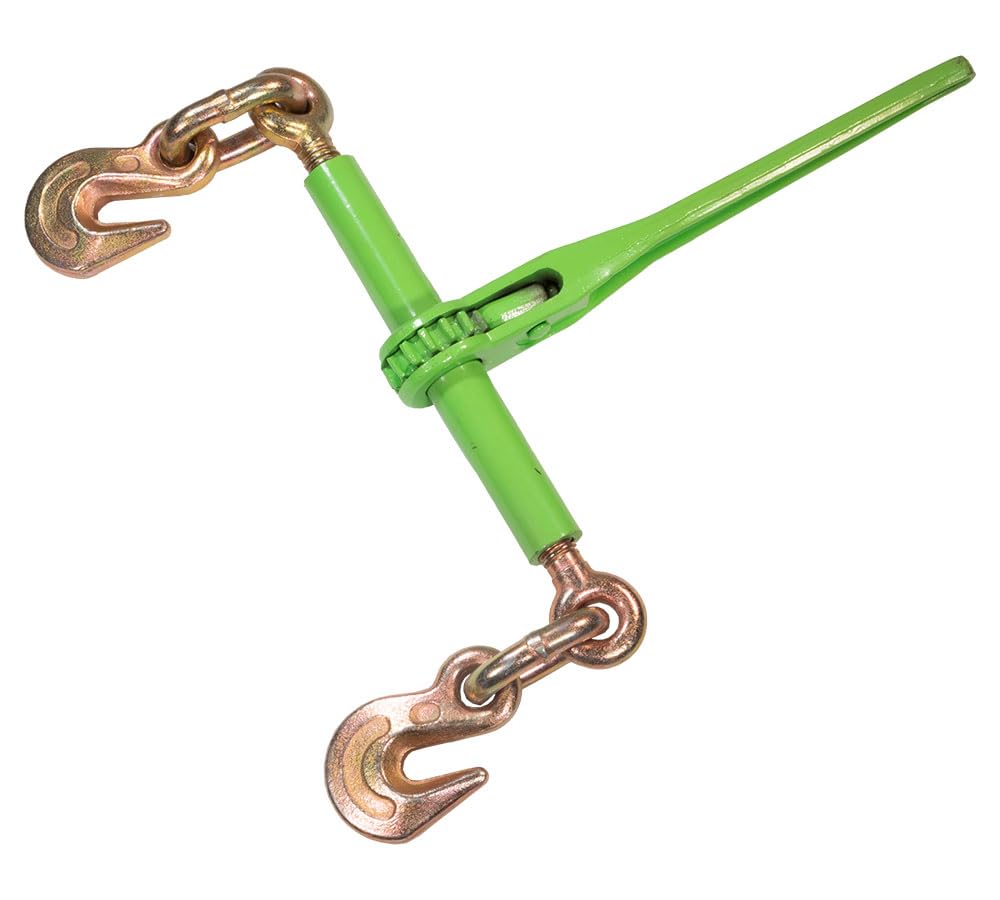 Mytee Products 4 Pack 3/8'' - 1/2'' Hi-Viz Green Heavy Duty Ratchet Load Chain Binder With Grab Hooks - 9,200 Lbs Working Load L