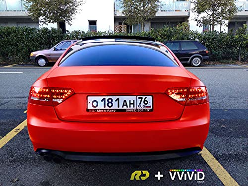 Vvivid+ Premium Vinyl Wrap Film (3Ft X 5Ft, Matte Rosso Corsa (Ferrari) Red)