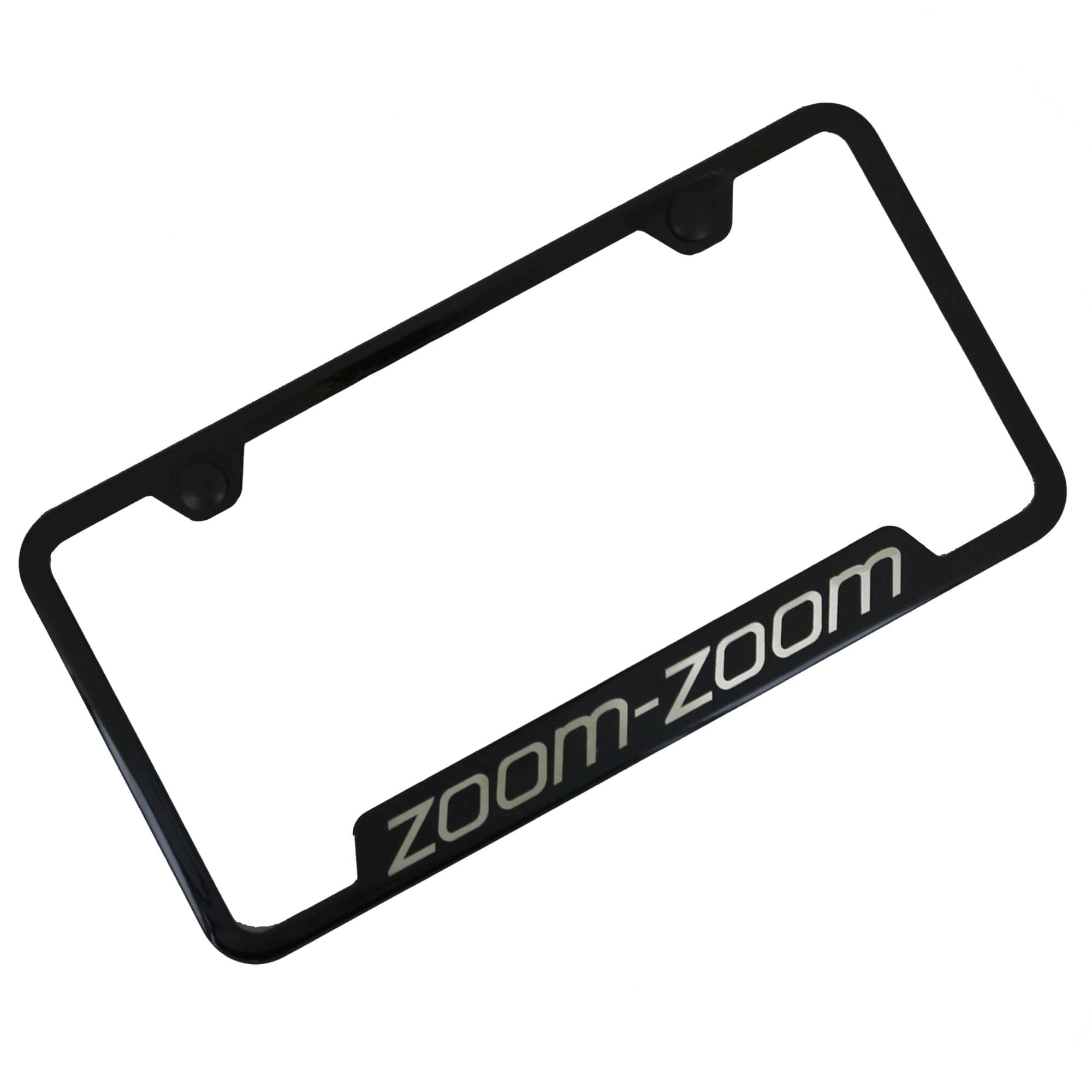 Au-Tomotive Gold Notched Stainless Steel License Plate Frame For Mazda Zoom Zoom (Black)