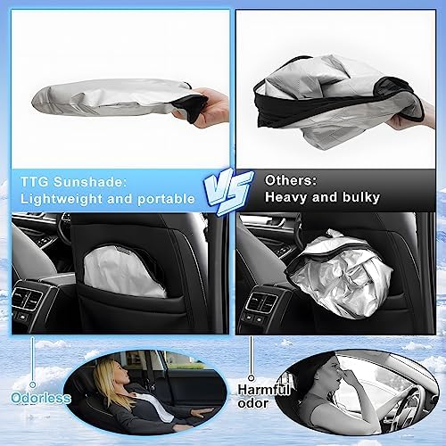 T Tgbros Compatible With 2015-2024 2025 Volvo Xc90 Windshield Sun Shade Accessories Foldable Sun Shield Reflective Polyester Sun