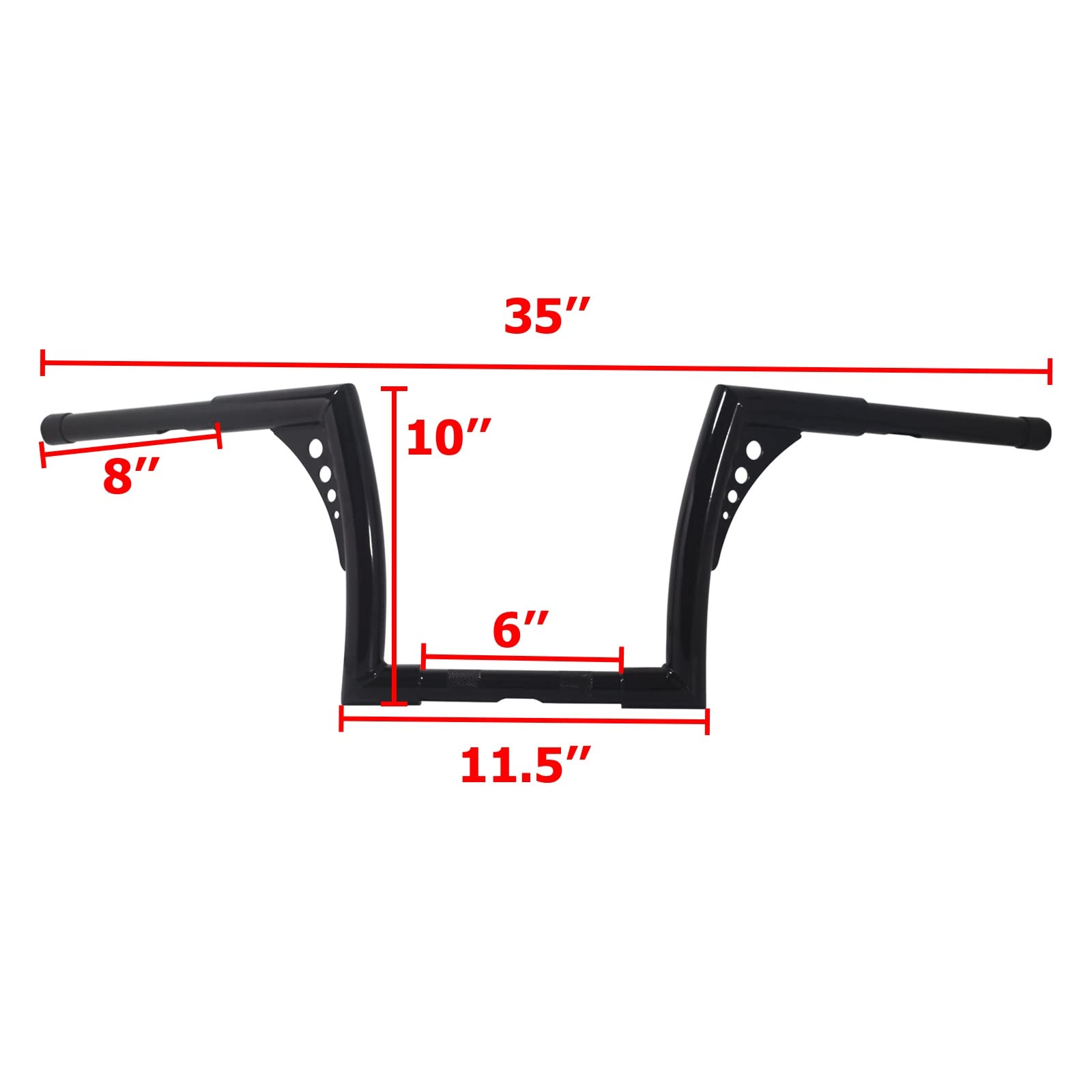 AIRCMT 10 Inch Rise Batwing Ape Hangers Handlebar for Harley Softail & Sportster - 1-1/4'' Tube, Gloss Black, Alloy Steel