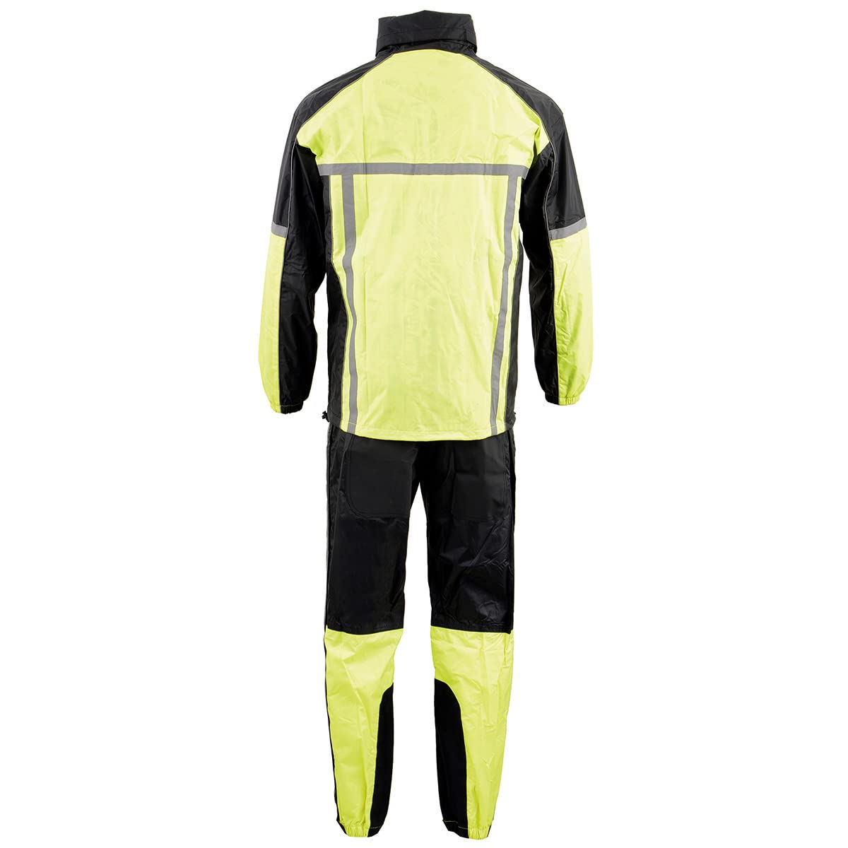 Milwaukee Leather MPM9510 Men's Black and Neon Green Motorcycle Water Resistant Rain Suit w/Hi-Vis Reflective Tape - 5X-Large