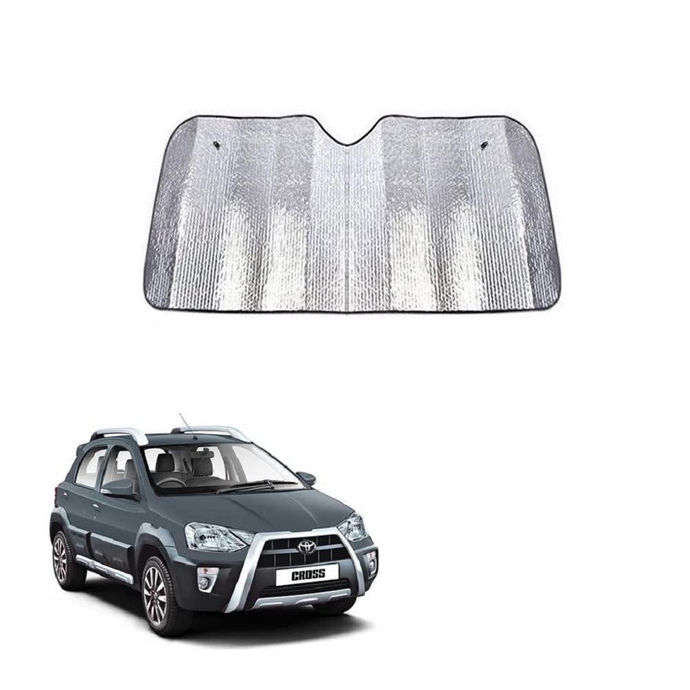 Car Windshield Silver Parking Foldable Sunshade for Heat Protection Useful on Front and Rear Windshield Glass Suitable for Etios