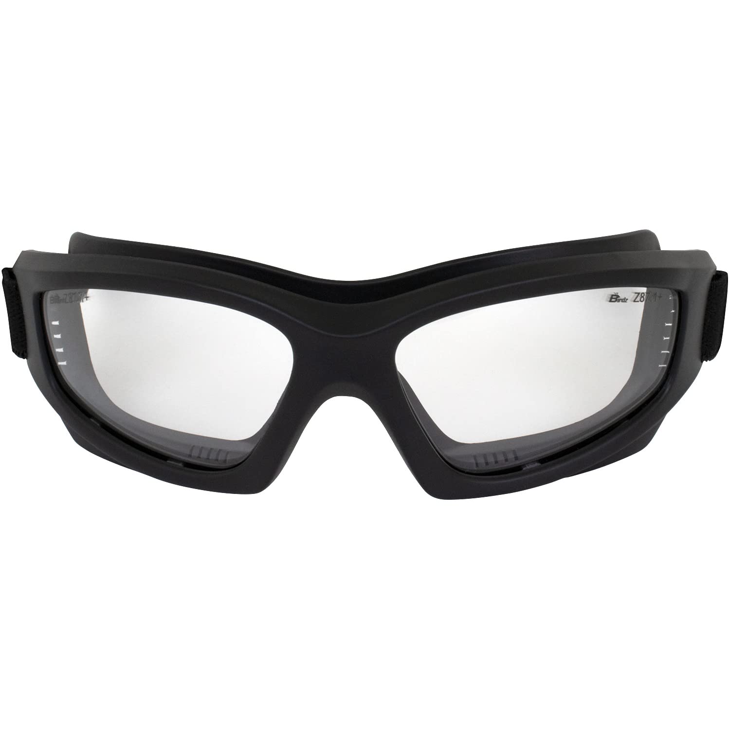 Birdz Flyer Sports Skydiving Construction Safety Goggles Black Frame With Yellow Anti-Fog Lens Rx Adapt (Clear)