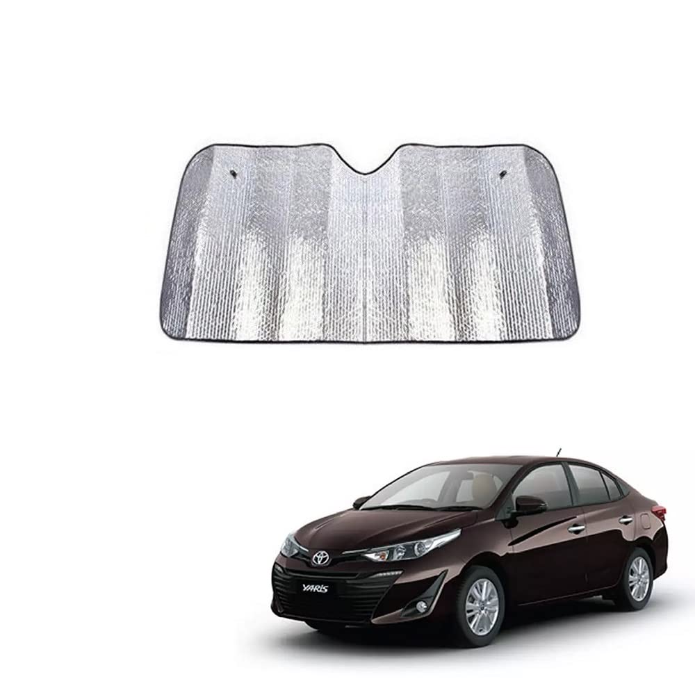 Car Windshield Silver Parking Foldable Sunshade for Heat Protection Useful on Front and Rear Windshield Glass Suitable for Yaris