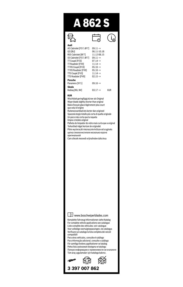 Bosch 3397007862 Aerotwin Oe Replacement Wiper Blades Driver & Passenger Side - Set Of 2 (24'' & 21'') Top Lock 16Mm