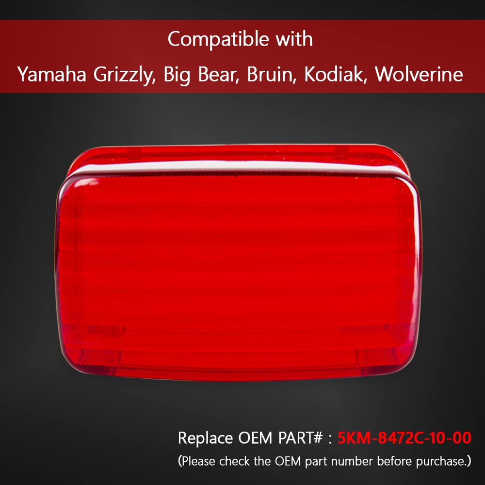 Kicry Atv Brake Tail Light Lens Taillight Brake Stop Lights Cover Compatible With Yamaha Grizzly Big Bear Bruin Kodiak Wolverine